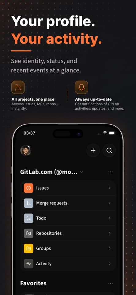 Comeet profile dashboard and GitLab activity