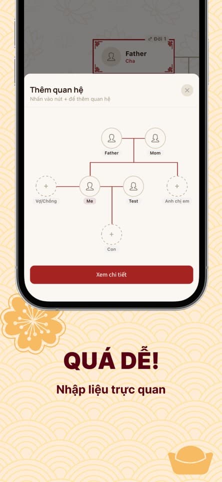 Kintree relationship entry interface