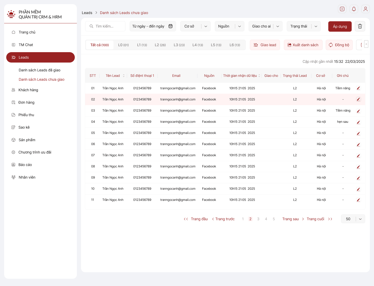 ThanhMaiHSK CRM lead-management interface
