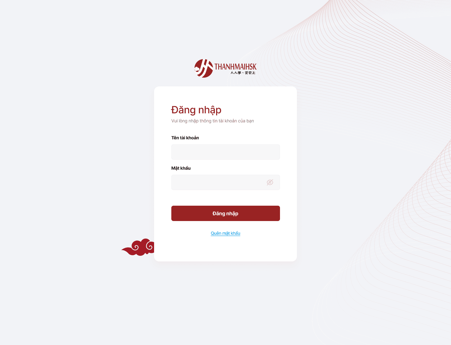 ThanhMaiHSK operations platform sign-in screen