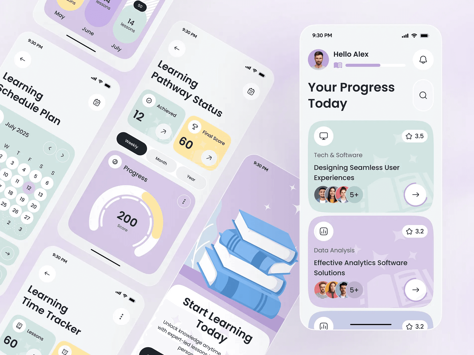 Mobile learning paths, progress, and schedules for a confidential client
